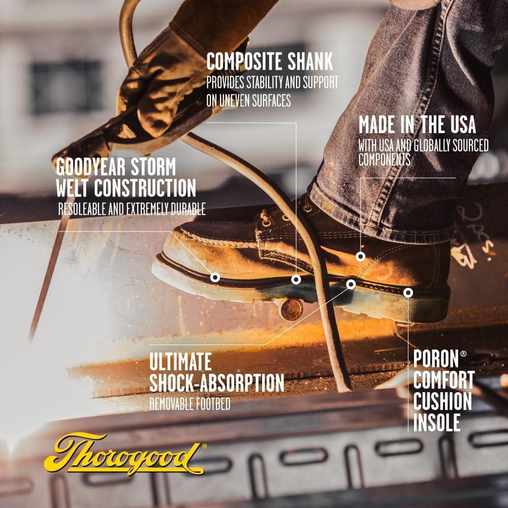 imageThorogood 6 Work Boots for Women  American Heritage  FullGrain Leather with Comfort Insoles and SlipResistant Wedge Outsoles Made in USATobacco