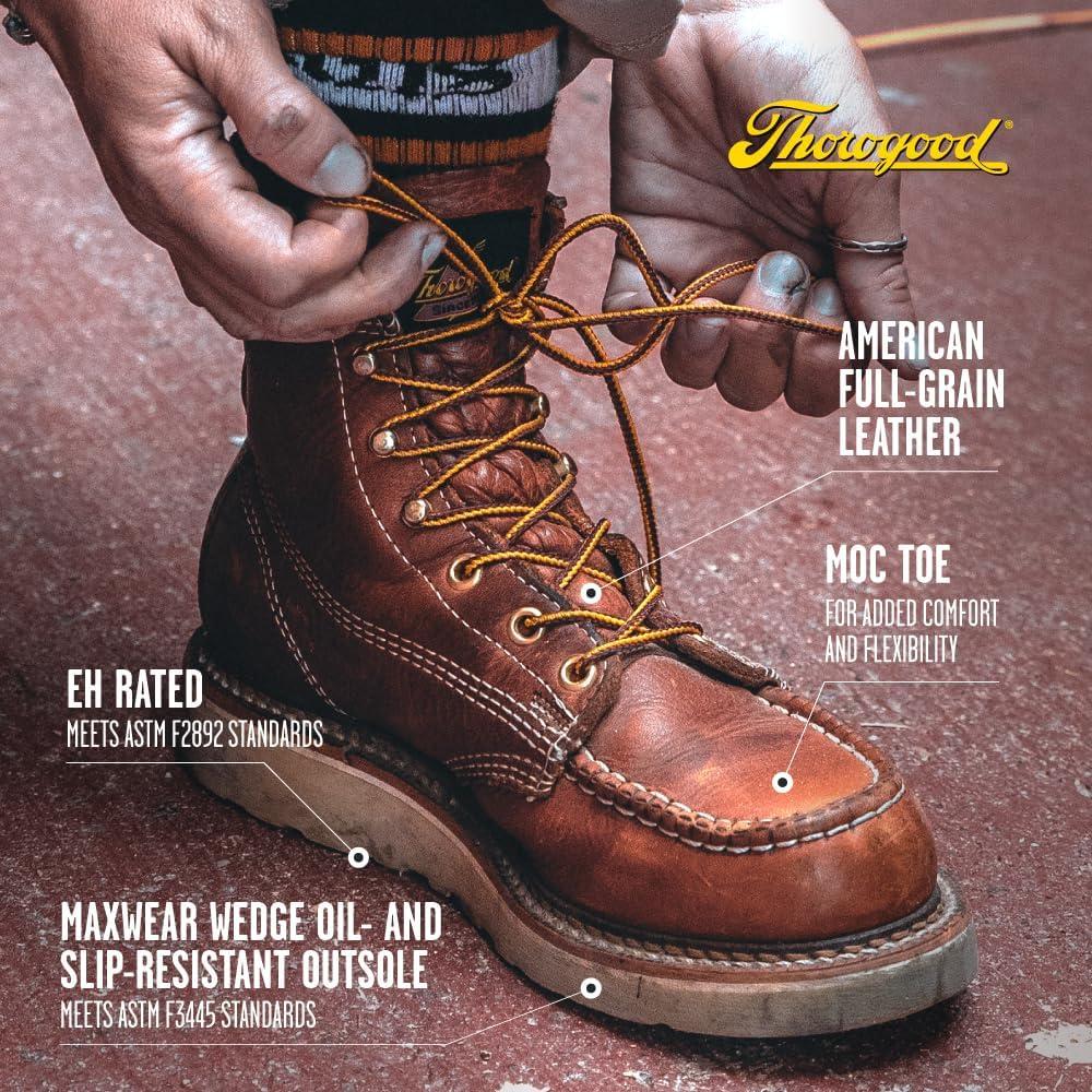 imageThorogood 6 Work Boots for Women  American Heritage  FullGrain Leather with Comfort Insoles and SlipResistant Wedge Outsoles Made in USATobacco