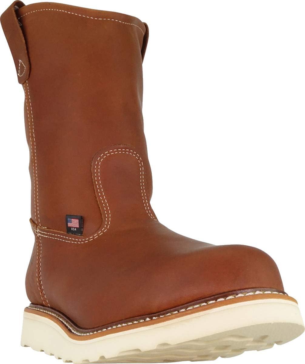 imageThorogood American Heritage 11 Soft Toe Wellington Boots for Men Made from Premium Leather Featuring SlipResistant Wedge Outsole and Comfort Insole EH RatedTobacco Oiltanned