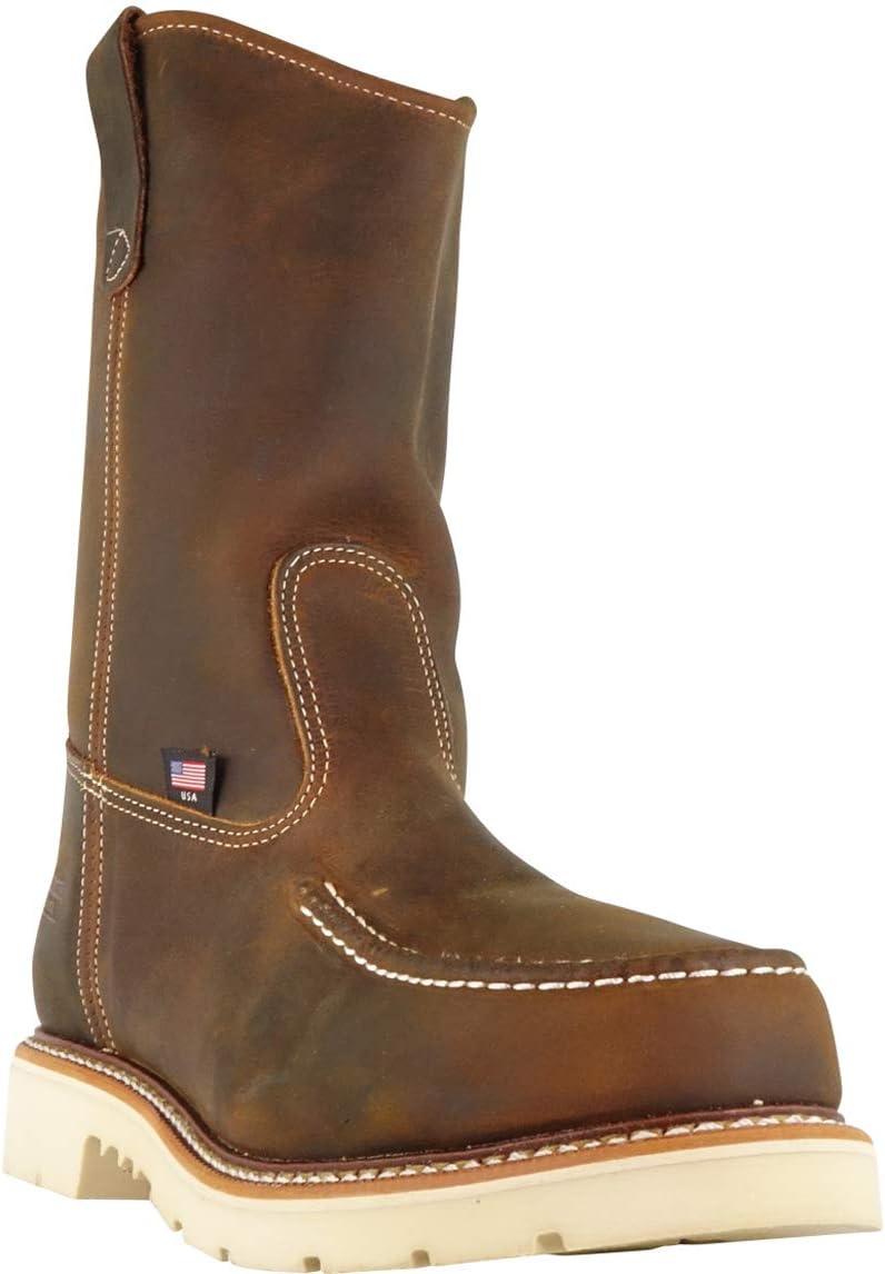 imageThorogood American Heritage 11 Steel Safety Toe Wellington Boots for Men Premium FullGrain Leather with SlipResistant Heel Outsole and Comfort Insole EH RatedTrail Crazy Horse