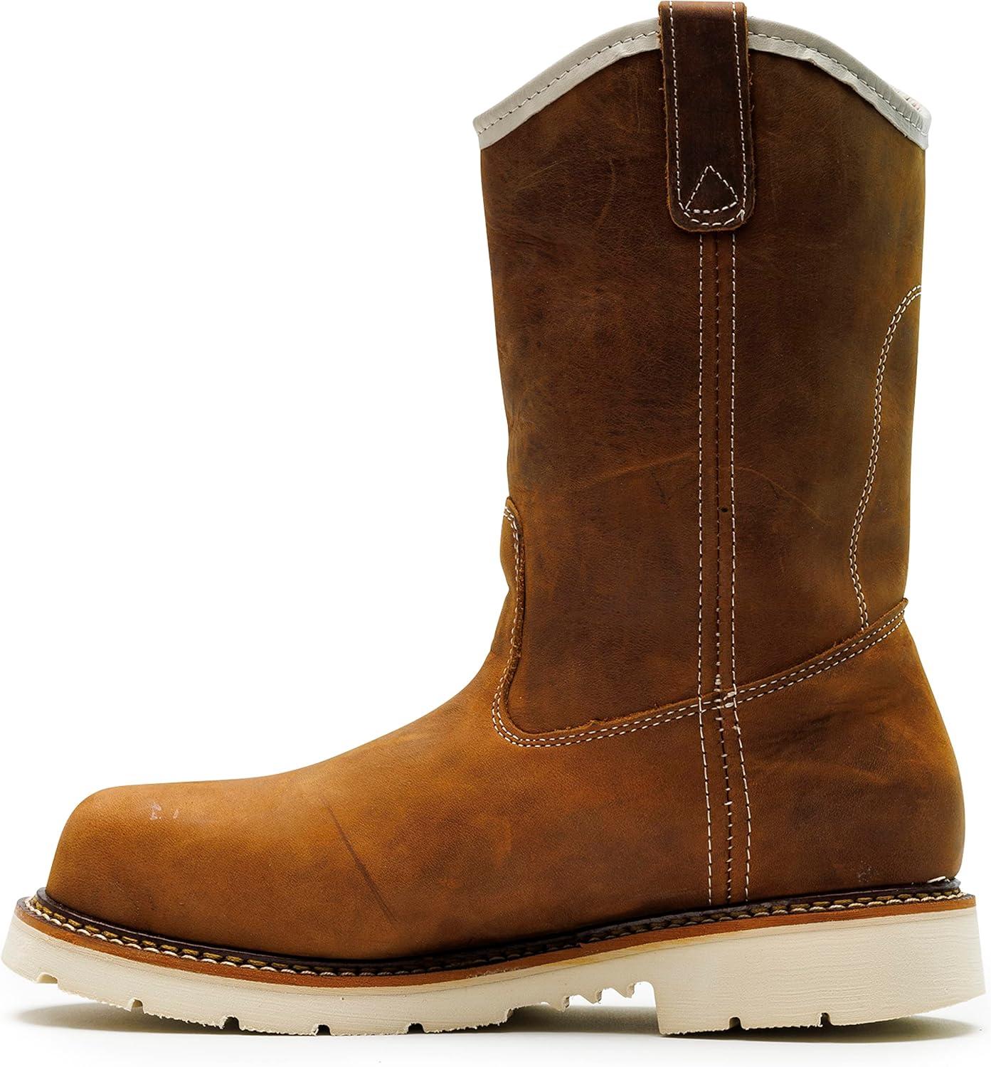 imageThorogood American Heritage 11 Steel Toe Wellington Boots for Men Premium FullGrain Leather SlipResistant Heel Outsole and Comfort InsoleCrazyhorse