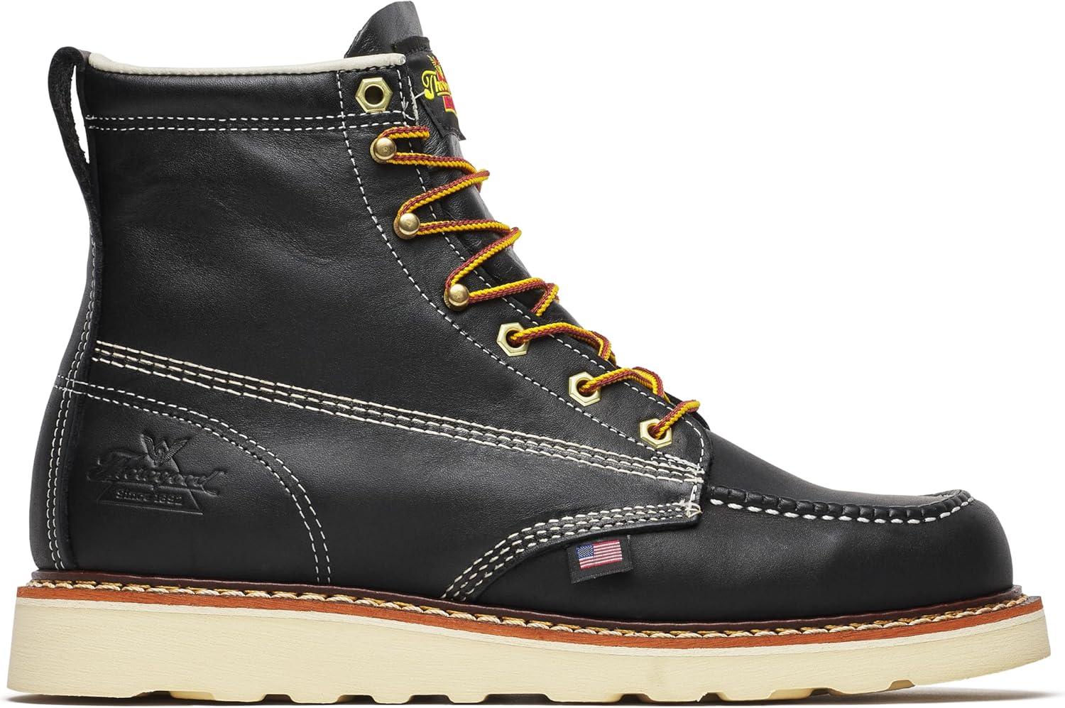 imageThorogood American Heritage 6 Moc Toe Work Boots for Men  Soft Toe Premium FullGrain Leather with SlipResistant Wedge Outsole and Comfort Insole EH RatedBlack