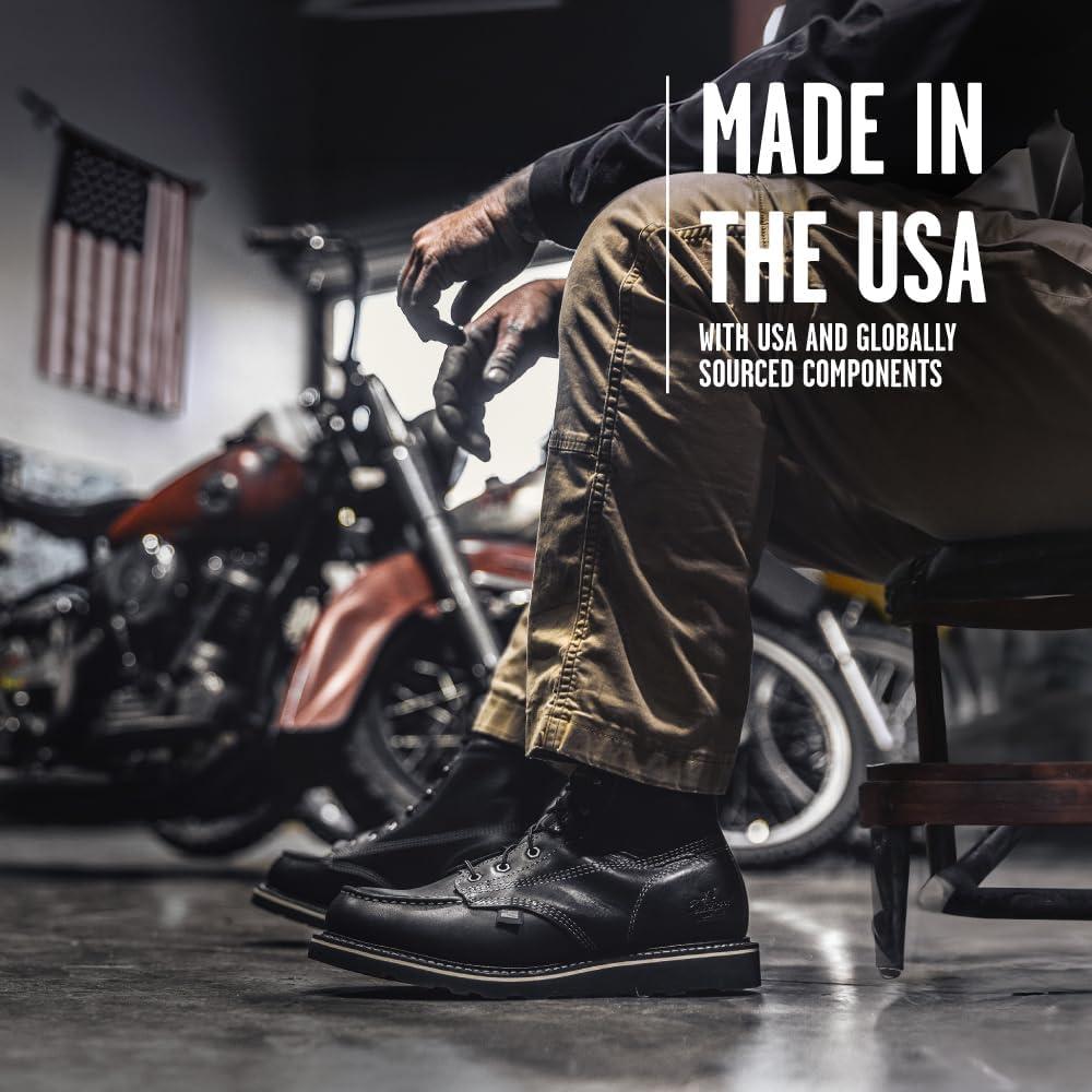 imageThorogood American Heritage 6 Moc Toe Work Boots for Men  Soft Toe Premium FullGrain Leather with SlipResistant Wedge Outsole and Comfort Insole EH RatedBlack Midnight Series