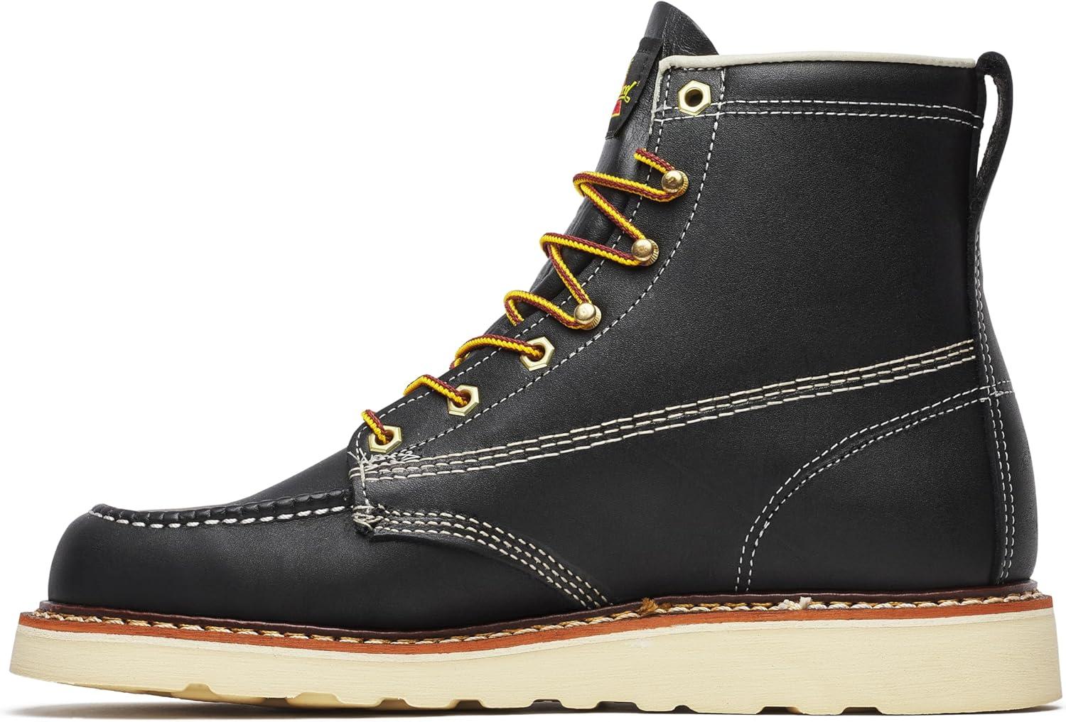 imageThorogood American Heritage 6 Moc Toe Work Boots for Men  Soft Toe Premium FullGrain Leather with SlipResistant Wedge Outsole and Comfort Insole EH RatedBlack