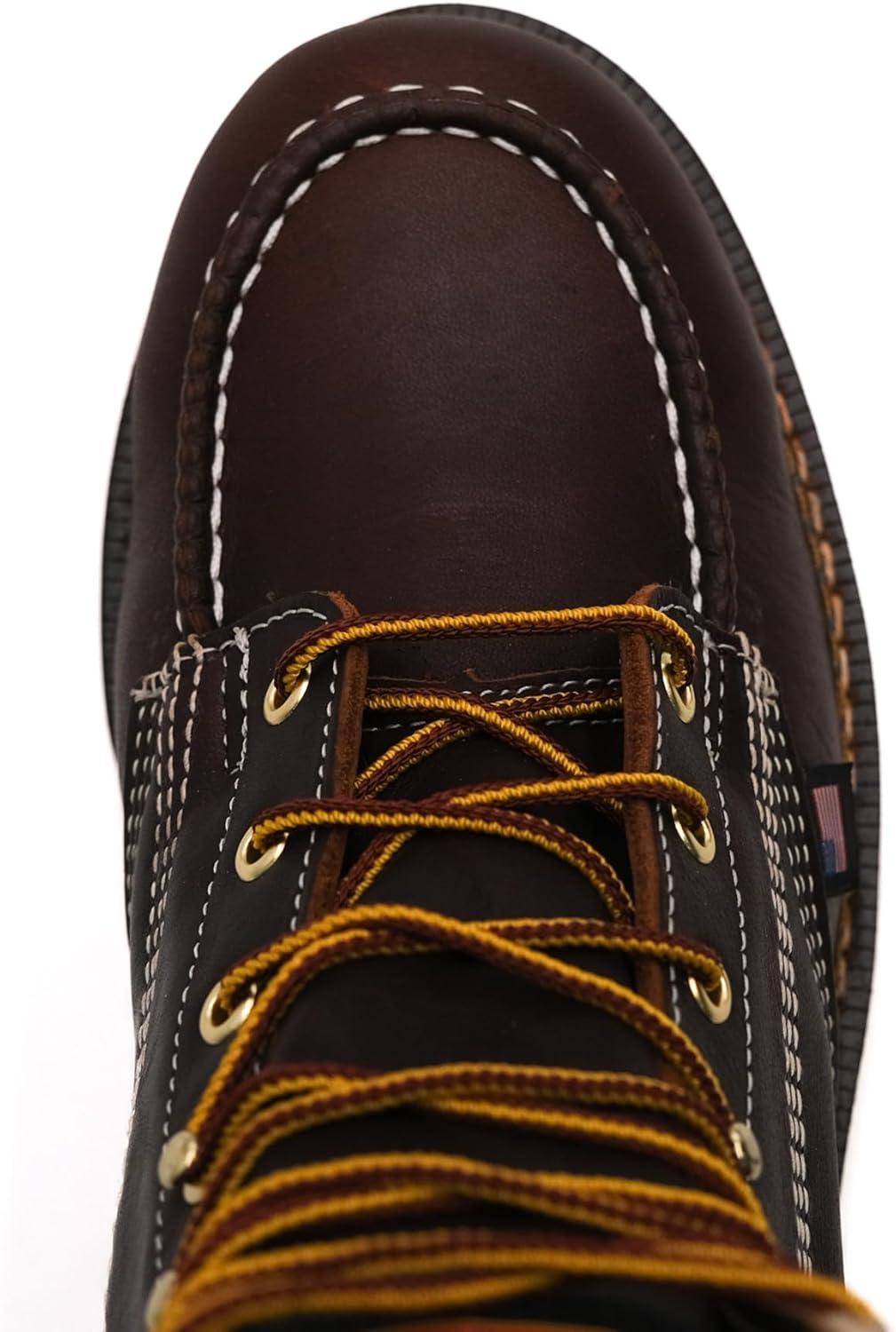 imageThorogood American Heritage 6 Steel Toe Work Boots for Men  FullGrain Leather with Moc Toe SlipResistant Wedge Outsole and Comfort Insole EH RatedBriar Pitstop  Maxwear Wedge Creme