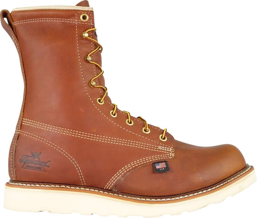 imageThorogood American Heritage 8 Soft Toe Work Boots for Men Made from Premium Leather with SlipResistant Wedge Outsole and ShockAbsorbing Insole EH RatedTobacco Oiltanned