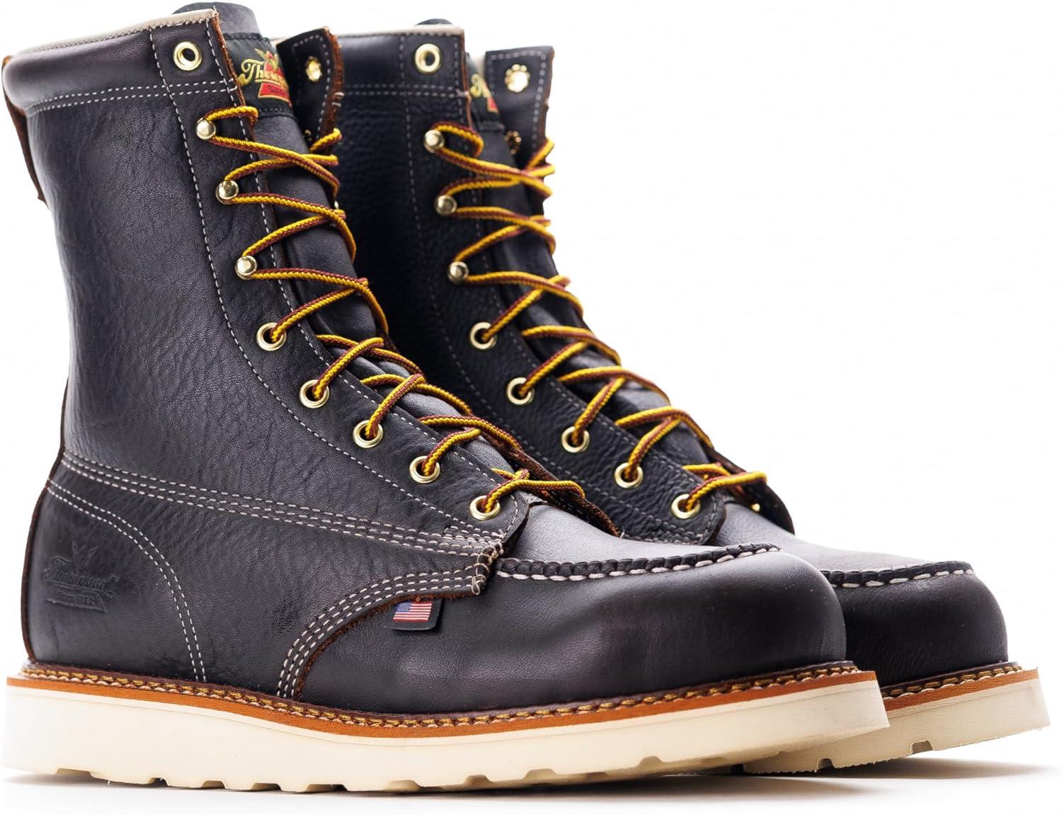 imageThorogood American Heritage 8 Steel Toe Work Boots for Men FullGrain Leather with Moc Toe SlipResistant Wedge Outsole and Comfort Insole EH RatedBriar Pitstop