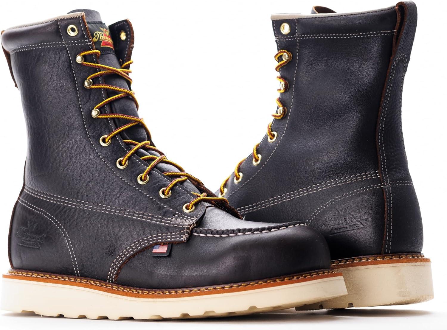 imageThorogood American Heritage 8 Steel Toe Work Boots for Men FullGrain Leather with Moc Toe SlipResistant Wedge Outsole and Comfort Insole EH RatedBriar Pitstop