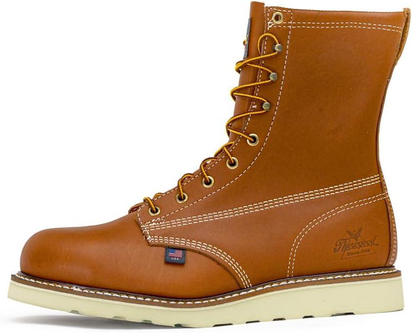 imageThorogood American Heritage 8 Steel Toe Work Boots for Men FullGrain Leather with Round Toe SlipResistant Wedge Outsole and Comfort Insole EH RatedTobacco Oiltanned