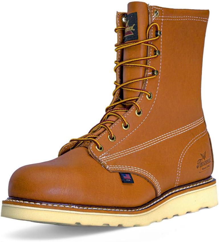 imageThorogood American Heritage 8 Steel Toe Work Boots for Men FullGrain Leather with Round Toe SlipResistant Wedge Outsole and Comfort Insole EH RatedTobacco Oiltanned