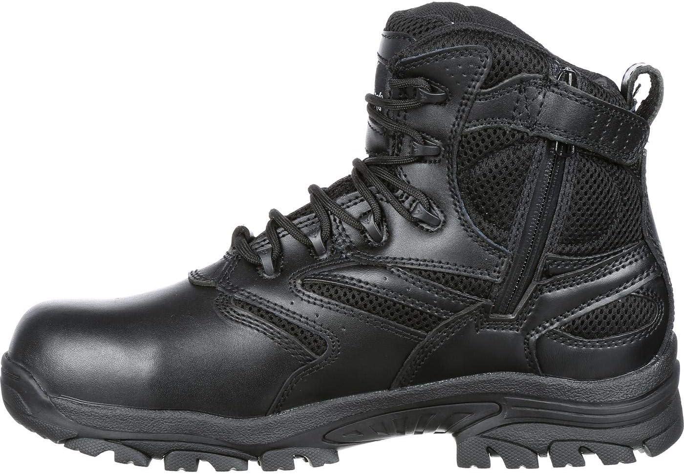 imageThorogood Deuce 6 Waterproof SideZip Black Tactical Boots for Men and Women with Composite Safety Toe FullGrain Leather and SlipResistant Outsole BBP ampamp EH RatedBlack