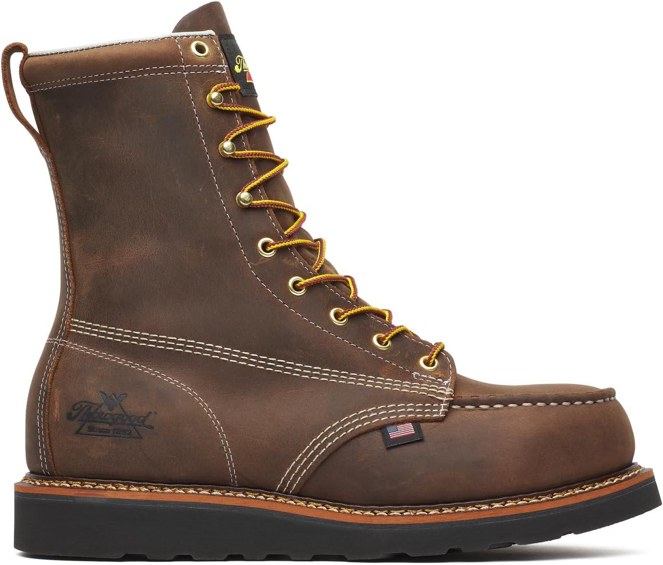 imageThorogood Mens American Heritage 8quot Trail Steel Moc Toe Wedge Work BootTrail Crazy Horse Black Heel