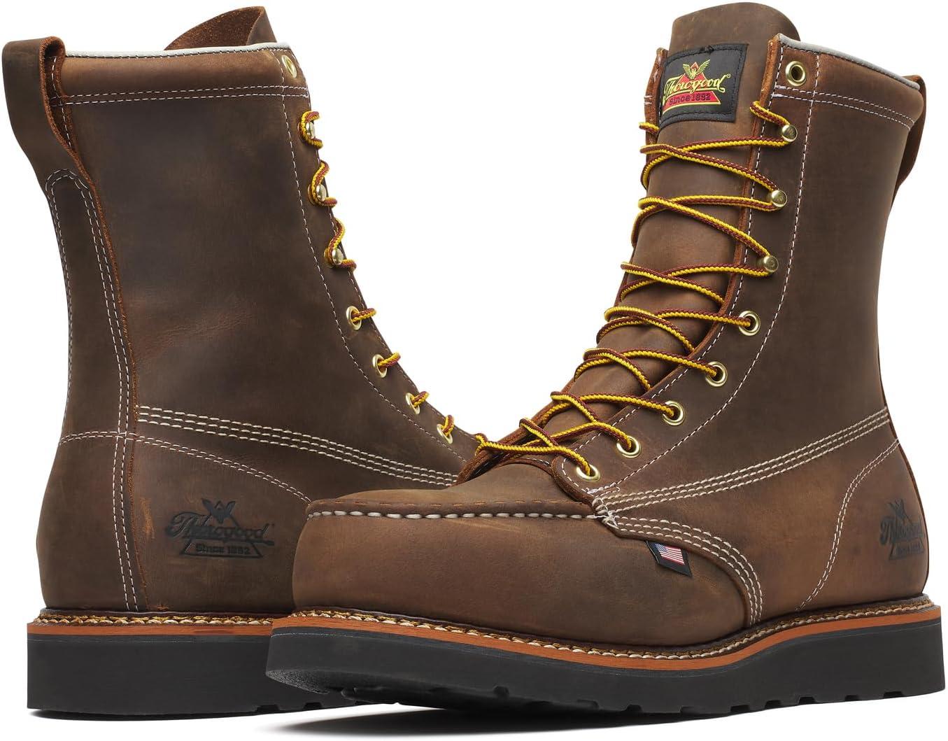 imageThorogood Mens American Heritage 8quot Trail Steel Moc Toe Wedge Work BootTrail Crazy Horse Black Heel