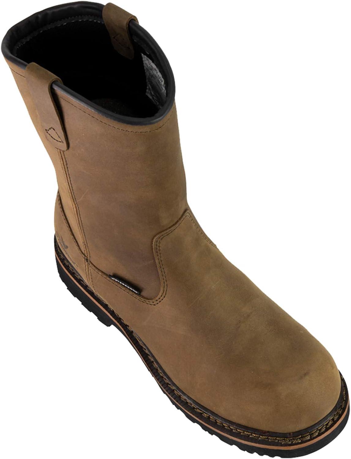 imageThorogood VSeries 11 Waterproof Pull On Wellington Boots for Men Premium Leather with Composite Safety Toe Comfort Insole and Chevron Traction Outsole ASTM RatedCrazy Horse