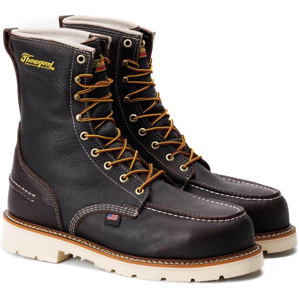 imageThorogood 1957 Series 8 Waterproof Steel Toe Work Boots for Men  FullGrain Leather with Moc Toe SlipResistant Heel Outsole and Comfort Insole EH RatedBriar Pitstop
