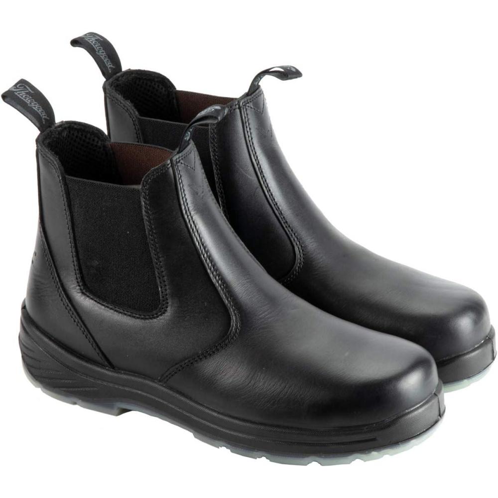 imageThorogood 6 Slip On Station Boots for Men and Women Soft Toe Leather with Quick Release SlipResistant Outsole and Translucent NonMarking Bottom EH RatedBlack