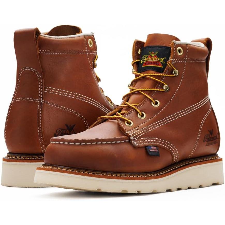 imageThorogood 6 Work Boots for Women  American Heritage  FullGrain Leather with Comfort Insoles and SlipResistant Wedge Outsoles Made in USATobacco