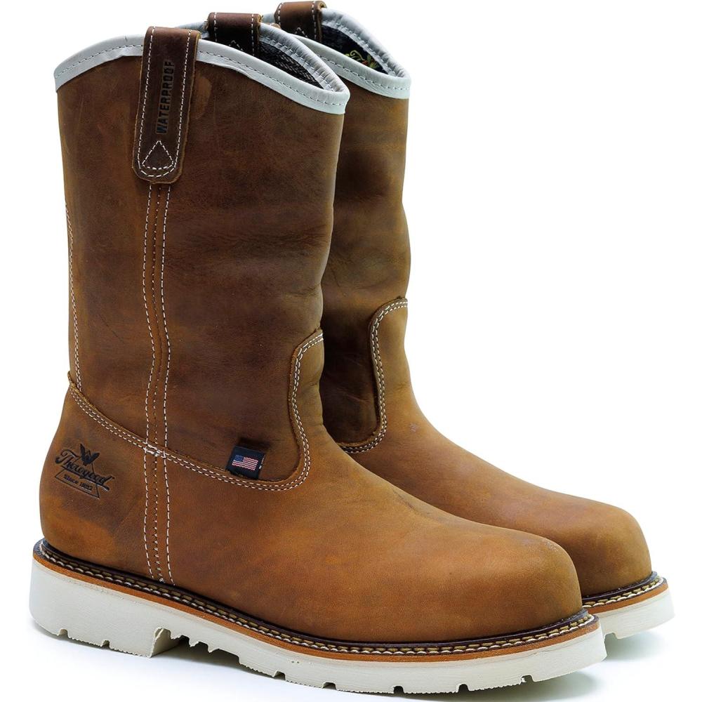 imageThorogood American Heritage 11 Steel Toe Wellington Boots for Men Premium FullGrain Leather SlipResistant Heel Outsole and Comfort InsoleCrazyhorse