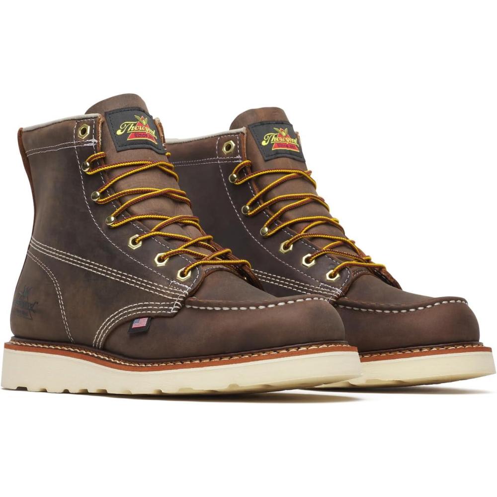 imageThorogood American Heritage 6 Moc Toe Work Boots for Men  Soft Toe Premium FullGrain Leather with SlipResistant Wedge Outsole and Comfort Insole EH RatedTrail Crazyhorse