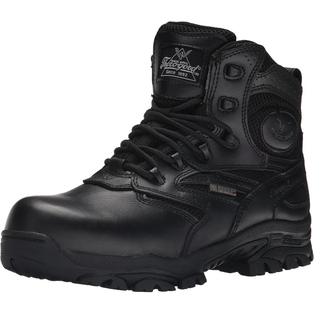 imageThorogood Deuce 6 Waterproof SideZip Black Tactical Boots for Men and Women with Composite Safety Toe FullGrain Leather and SlipResistant Outsole BBP ampamp EH RatedBlack