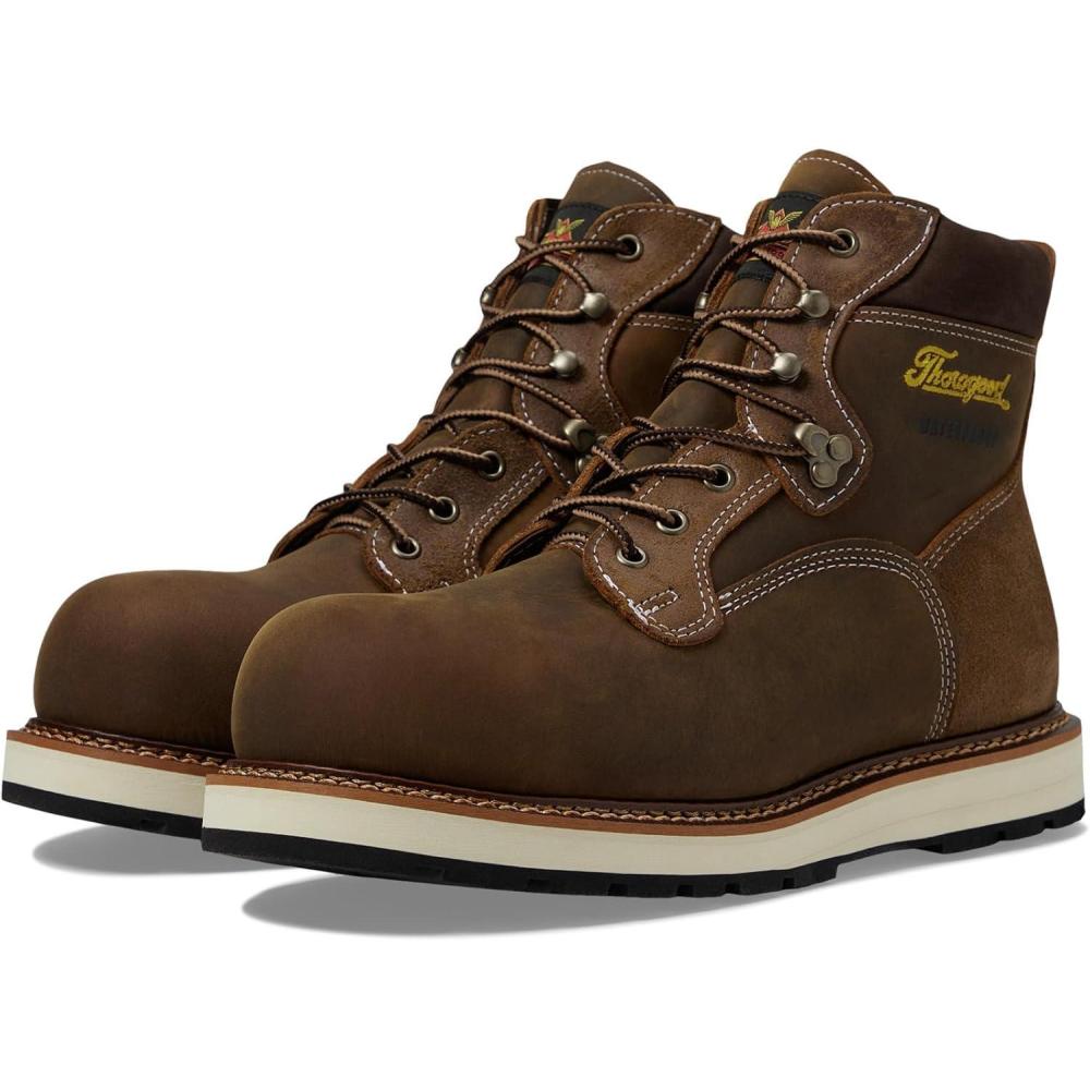 imageThorogood Iron River 6 Leather Waterproof Work Shoes for Men with Composite Toe Oil and SlipResistant OutsoleCrazyhorse