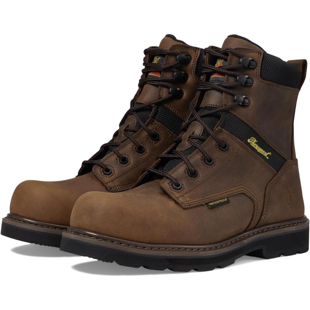 imageThorogood JobSite Series 8quot Composite Safety Toe Waterproof Leather Work Boots for Men with SlipResistant OutsoleCrazy Horse