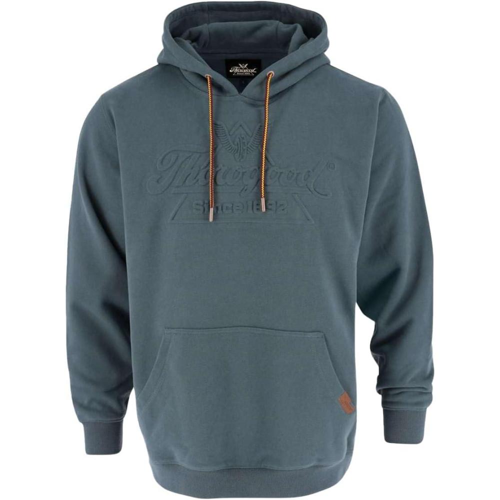 imageThorogood Mens Heavyweight Hoodie Embossed Logo Pullover Workwear SweatshirtVintage Slate