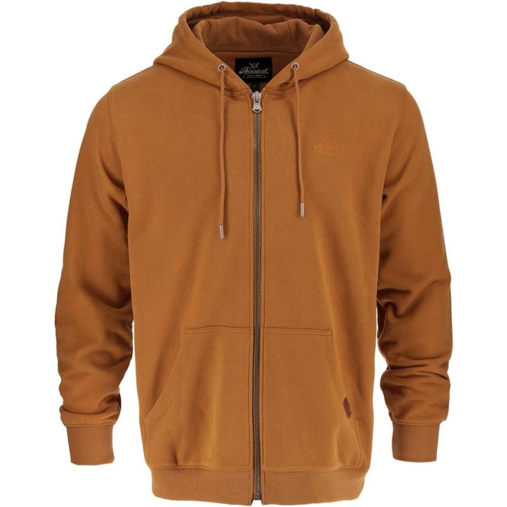imageThorogood Mens Heavyweight Hoodie Zip Up Workwear SweatshirtGolden Brown