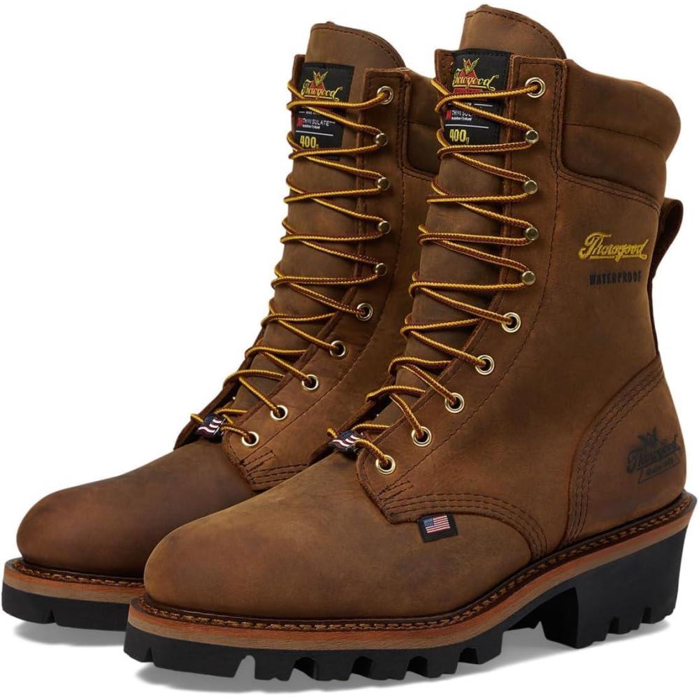 imageThorogood Mens Logger Series 9 Round Toe 400G 3M Thinsulate Insulation NonSafety Toe BootCrazy Horse