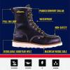 Thorogood 1957 Series 8” Waterproof Work Boots for Men – Full-Grain Leather with Moc Toe, Comfort Insole, and Slip-Resistant Wedge Outsole; EH Resistant(Briar Pitstop)
