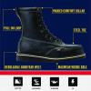 Thorogood American Heritage 8” Steel Toe Work Boots for Men – Full-Grain Leather with Moc Toe, Slip-Resistant Wedge Outsole, and Comfort Insole; EH Rated(Black (Midnight Series))