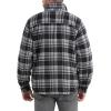 Thorogood Men’s Merrill Heavyweight Berber Lined Shirt Jacket, Button Up Workwear Flannel Shacket(Heavy Labor Black Plaid)