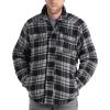 Thorogood Men’s Merrill Heavyweight Berber Lined Shirt Jacket, Button Up Workwear Flannel Shacket(Heavy Labor Black Plaid)
