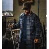 Thorogood Men’s Merrill Heavyweight Berber Lined Shirt Jacket, Button Up Workwear Flannel Shacket(Heavy Labor Blue Plaid)