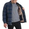 Thorogood Men’s Merrill Heavyweight Berber Lined Shirt Jacket, Button Up Workwear Flannel Shacket(Heavy Labor Blue Plaid)