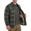 Thorogood Men’s Merrill Heavyweight Berber Lined Shirt Jacket, Button Up Workwear Flannel Shacket(Heavy Labor Green Plaid)