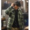 Thorogood Men’s Merrill Heavyweight Berber Lined Shirt Jacket, Button Up Workwear Flannel Shacket(Heavy Labor Green Plaid)