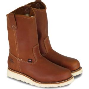 Thorogood American Heritage 11” Soft Toe Wellington Boots for Men Made from Premium Leather Featuring Slip-Resistant Wedge Outsole and Comfort Insole; EH Rated(Tobacco Oil-tanned)