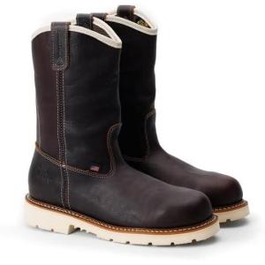 Thorogood American Heritage 11” Steel Toe Wellington Boots for Men – Premium Full-Grain Leather, Slip-Resistant Heel Outsole and Comfort Insole(Briar Pitstop)
