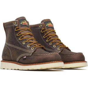 Thorogood American Heritage 6” Moc Toe Work Boots for Men – Soft Toe, Premium Full-Grain Leather with Slip-Resistant Wedge Outsole and Comfort Insole; EH Rated(Trail Crazyhorse)