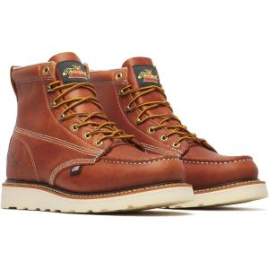 Thorogood American Heritage 6” Moc Toe Work Boots for Men – Soft Toe, Premium Full-Grain Leather with Slip-Resistant Wedge Outsole and Comfort Insole; EH Rated(Tobacco)
