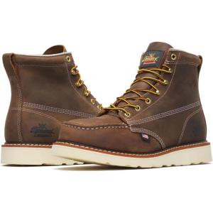 Thorogood American Heritage 6” Steel Toe Work Boots for Men – Full-Grain Leather with Moc Toe, Slip-Resistant Wedge Outsole, and Comfort Insole; EH Rated(Crazyhorse)