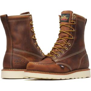 Thorogood American Heritage 8” Moc Toe Work Boots for Men Made with Full-Grain Leather, Soft Toe, Slip-Resistant Wedge Outsole and Comfort Footbed; EH Rated(Trail Crazy Horse)