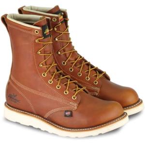 Thorogood American Heritage 8” Soft Toe Work Boots for Men Made from Premium Leather with Slip-Resistant Wedge Outsole and Shock-Absorbing Insole; EH Rated(Tobacco Oil-tanned)