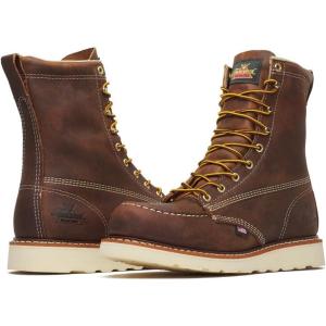 Thorogood American Heritage 8” Steel Toe Work Boots for Men – Full-Grain Leather with Moc Toe, Slip-Resistant Wedge Outsole, and Comfort Insole; EH Rated(Trail Crazyhorse)