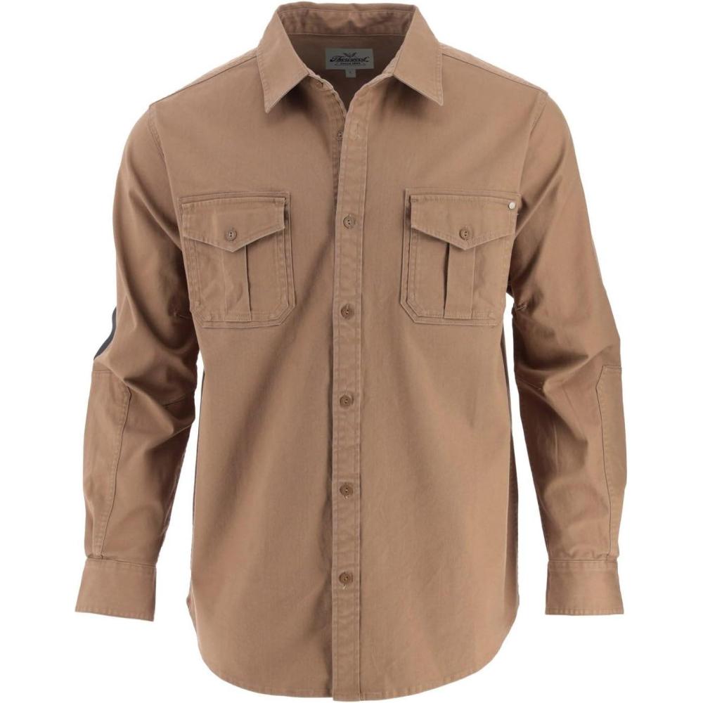 imageThorogood Mens Heavyweight Utility Stretch Long Sleeve Button Up OvershirtOtter