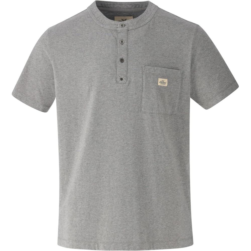 imageThorogood Mens Pocket Henley Vintage Wash Short Sleeve ShirtMedium Light Heather Gray