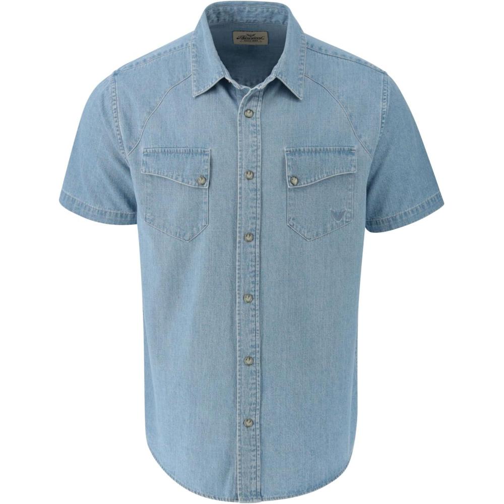 imageThorogood Mens Western Short Sleeve Snap Down ShirtBleached Denim