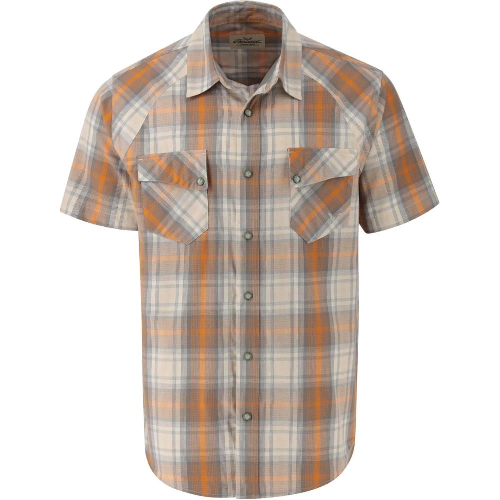 imageThorogood Mens Western Short Sleeve Snap Down ShirtGlacier Point Sunrise Plaid