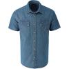 Thorogood Men’s Western Short Sleeve Snap Down Shirt(Medium Blue Denim)